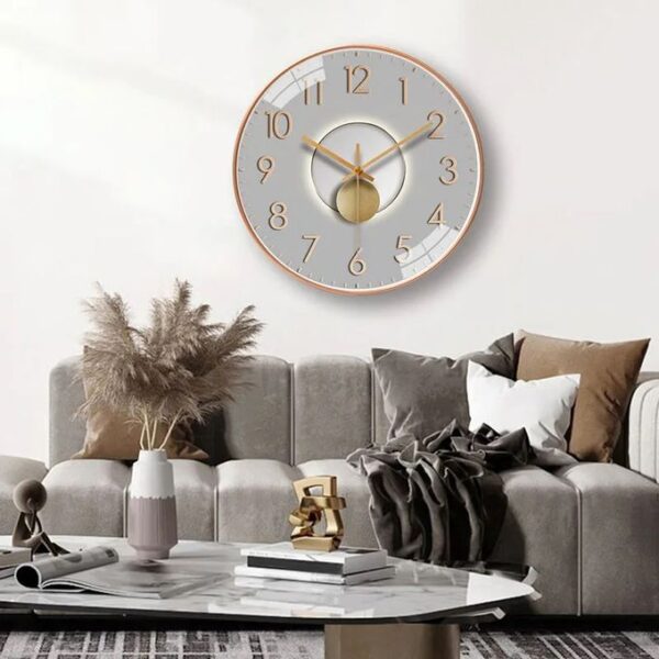 Creative Silent Wall Hanging Clock with Decor - Image 3