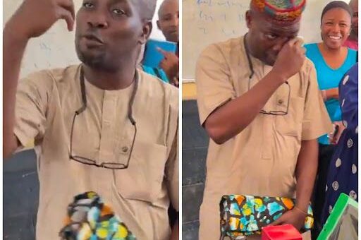 Yabatech lecturer emotional as students shower him with gifts on his birthday