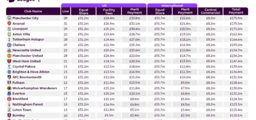 How much Premier League prize money will each team get?