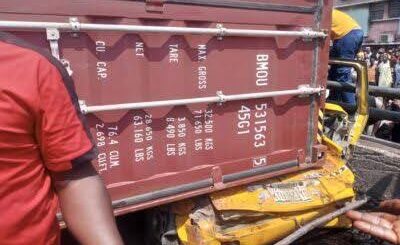 Sunday tragedy as 40-ft truck crushes minibus in Lagos, driver killed
