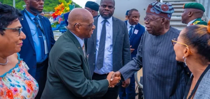 In Pictures: Tinubu arrives Saint Lucia for Caribbean, South America tour